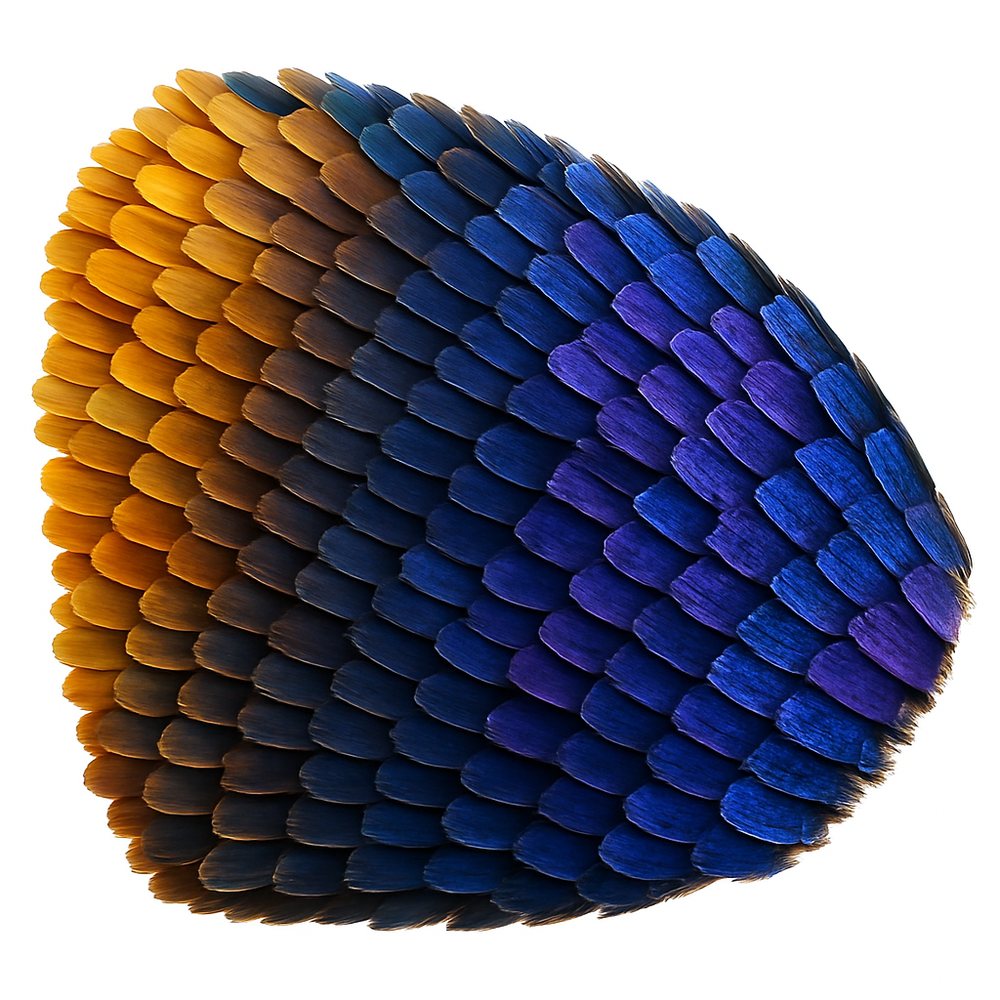 Overlapping scales shifting from gold to blue