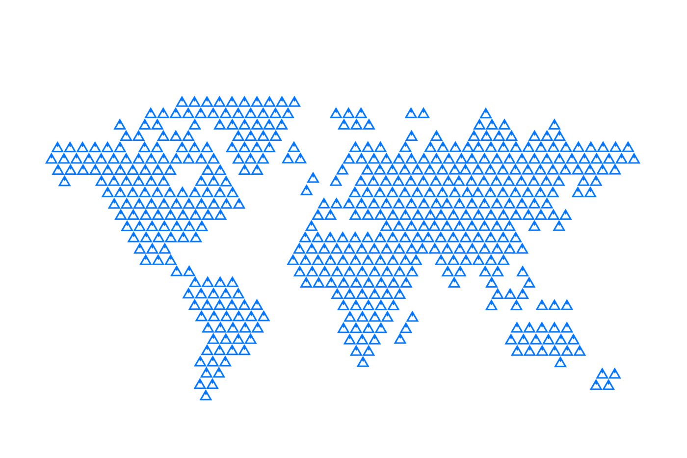 World map drawn in small triangles